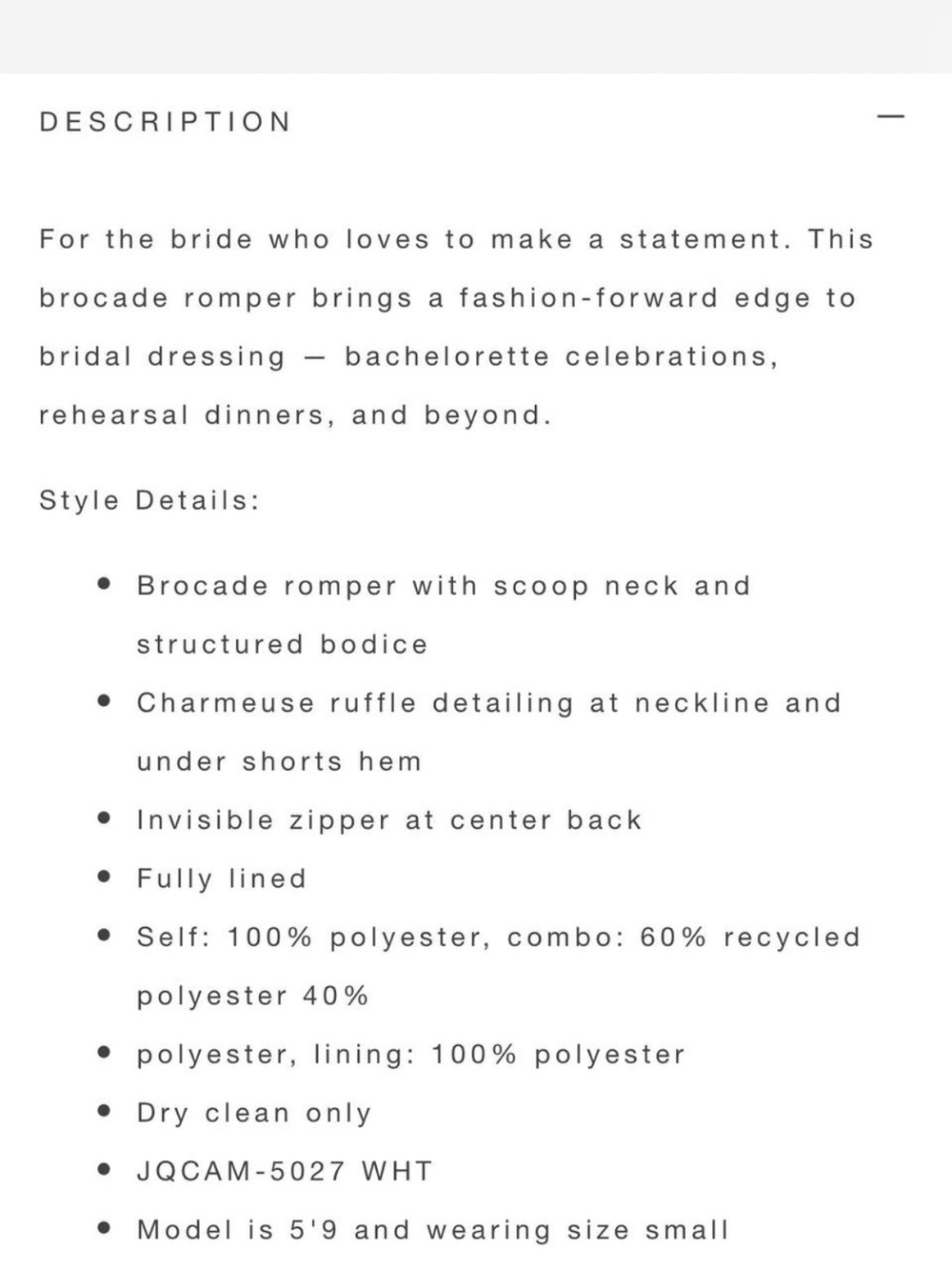 Amanda Uprichard Bridal Romper - Picture 4 of 5